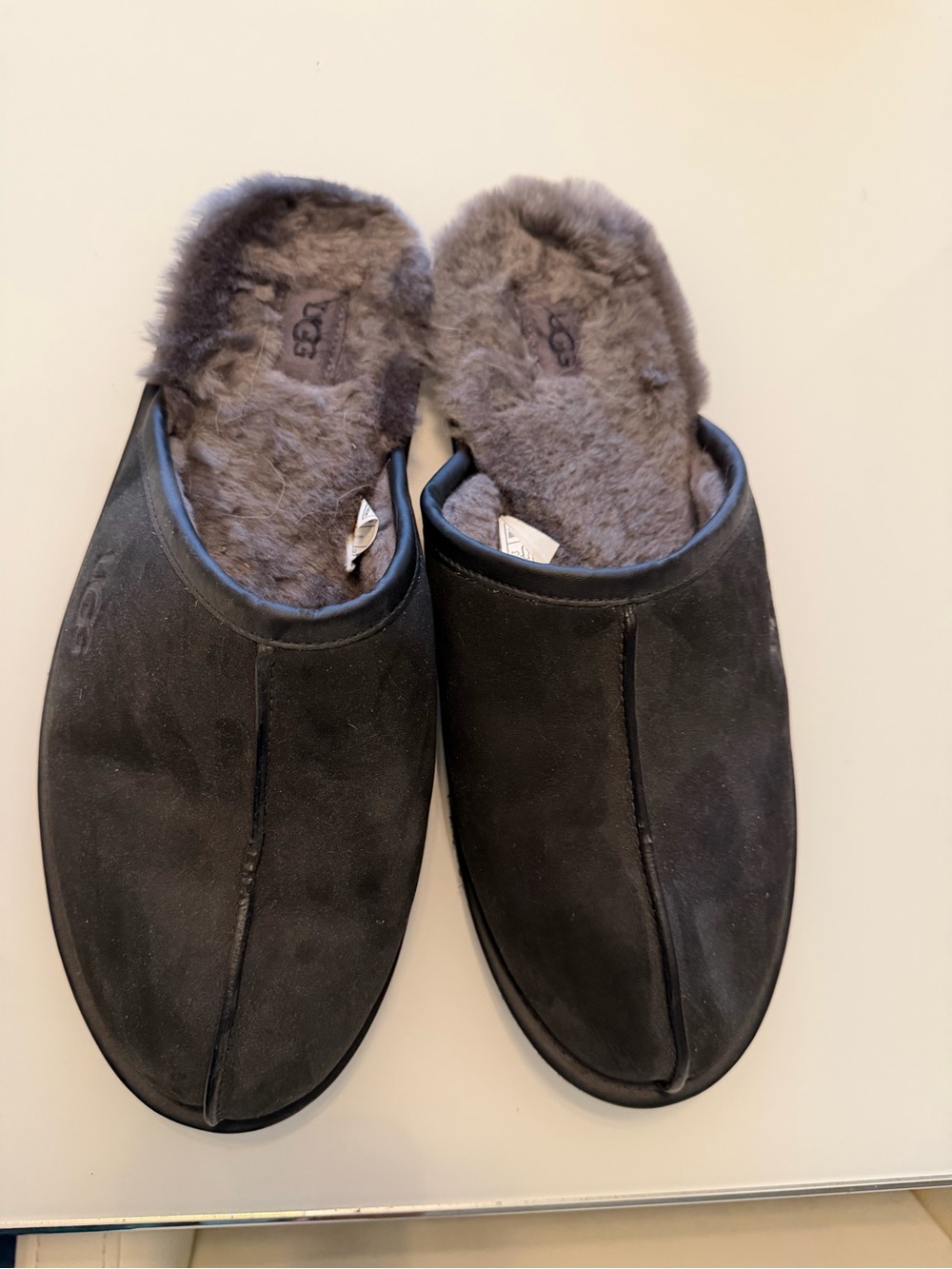 UGG Men’s Black Suede Shearling Slip-Ons